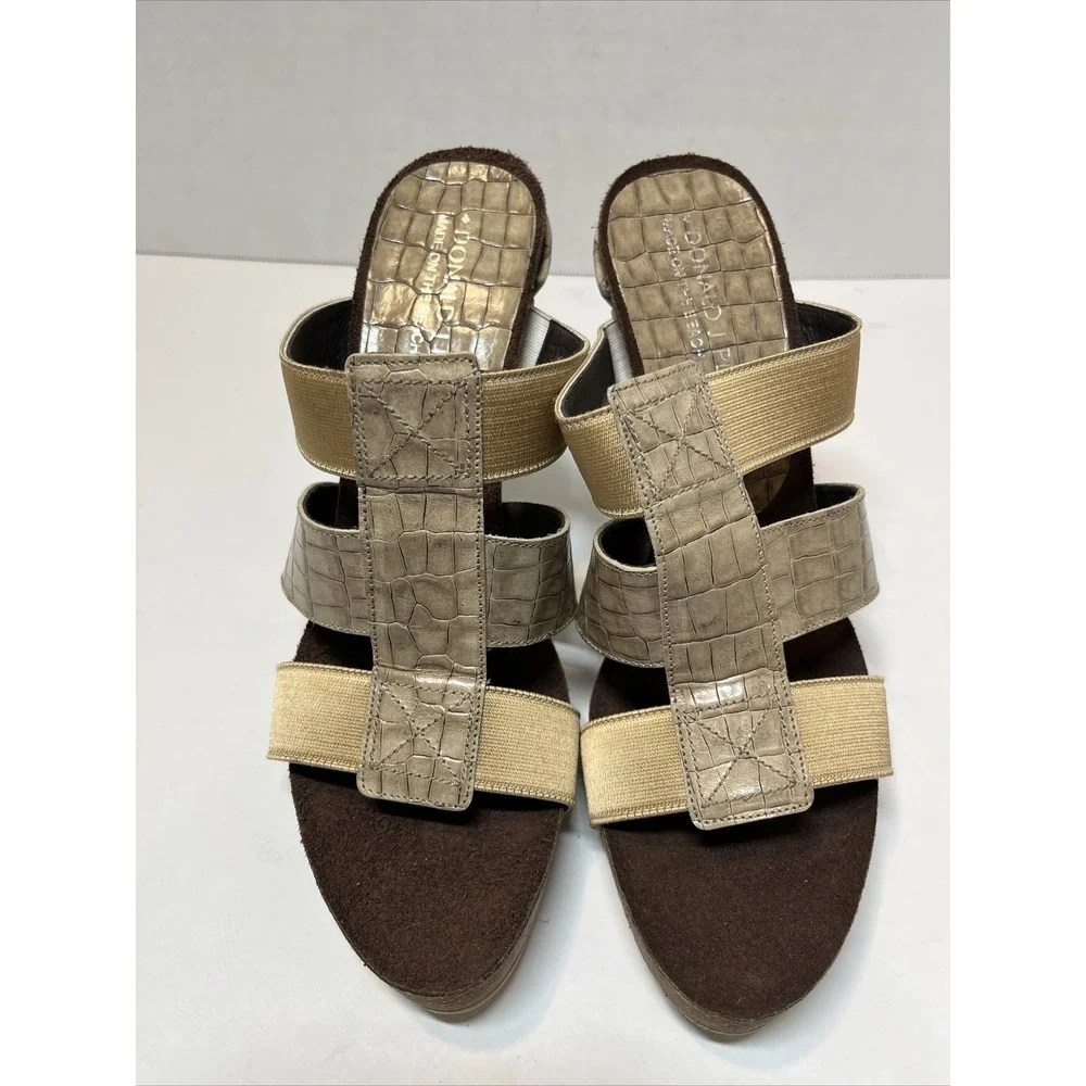 Donald J. Pliner Womens 8M Goody S4 Leather Heels Beige Platform Spain Made Chic